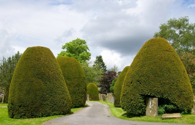 Jacobean stonework and courtyard of Eyam Hall in Derbyshire
